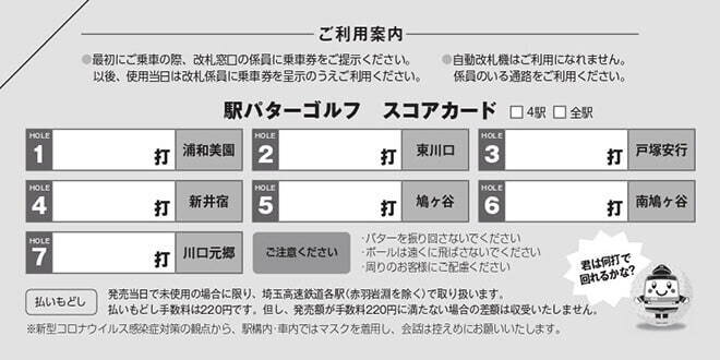 駅パターゴルフきっぷ裏面