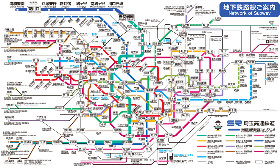 都内路線図 埼玉高速鉄道 埼玉スタジアム線 都心直結 埼玉スタジアム直結